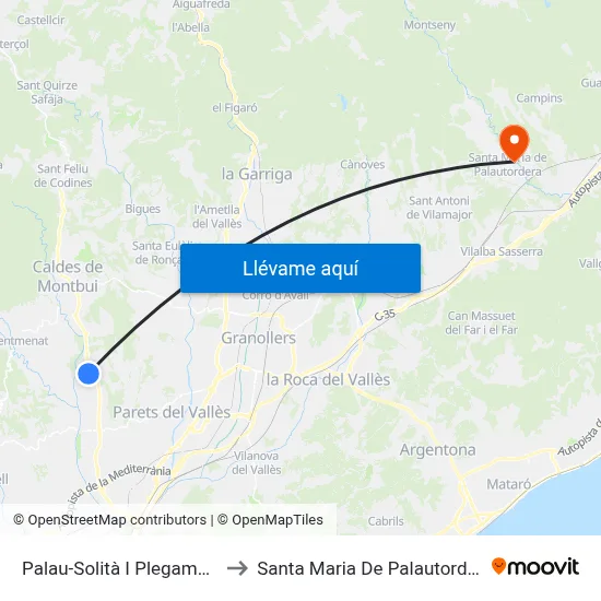 Palau-Solità I Plegamans to Santa Maria De Palautordera map