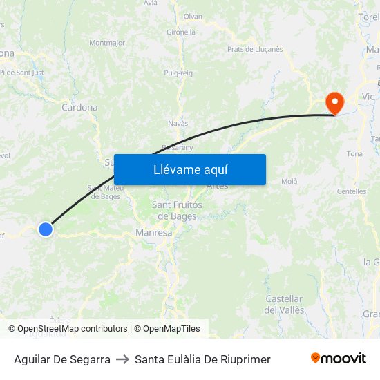 Aguilar De Segarra to Santa Eulàlia De Riuprimer map