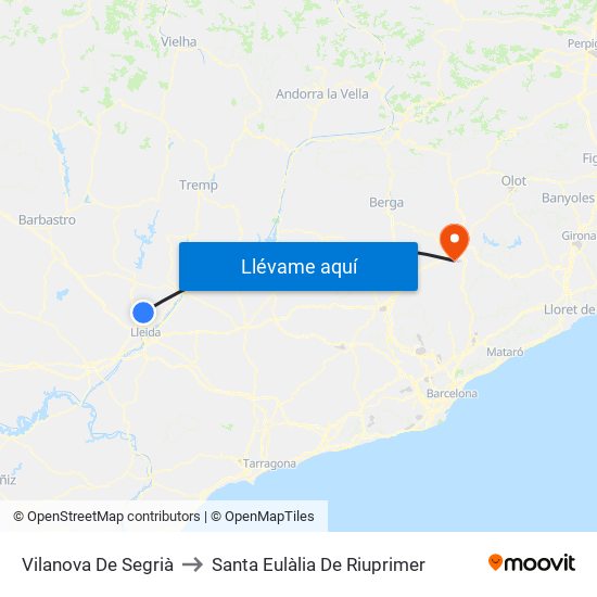Vilanova De Segrià to Santa Eulàlia De Riuprimer map
