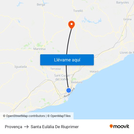 Provença to Santa Eulàlia De Riuprimer map