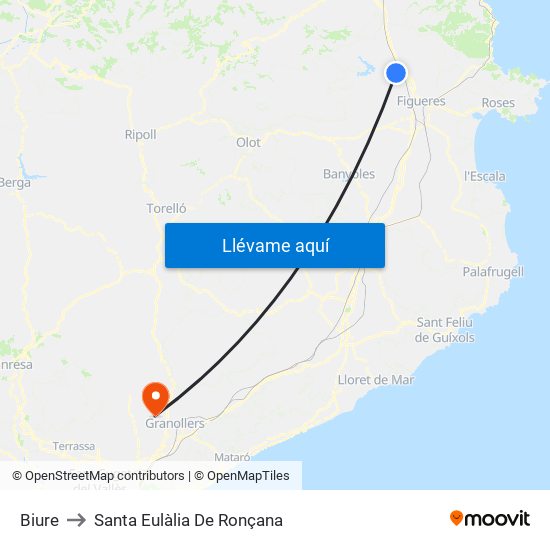 Biure to Santa Eulàlia De Ronçana map