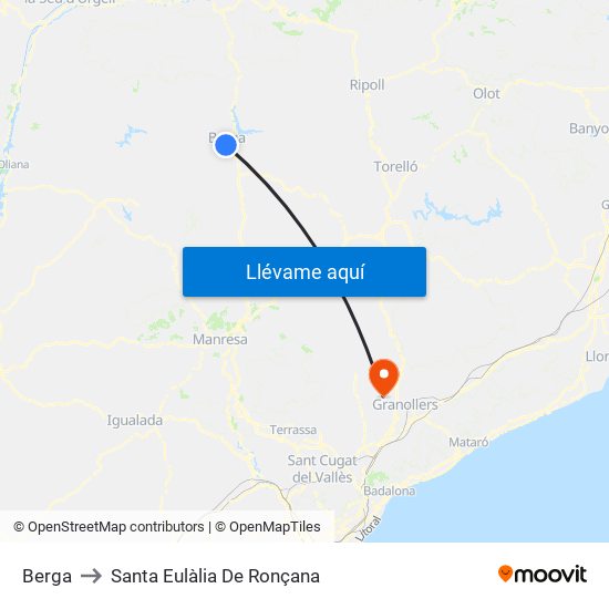 Berga to Santa Eulàlia De Ronçana map