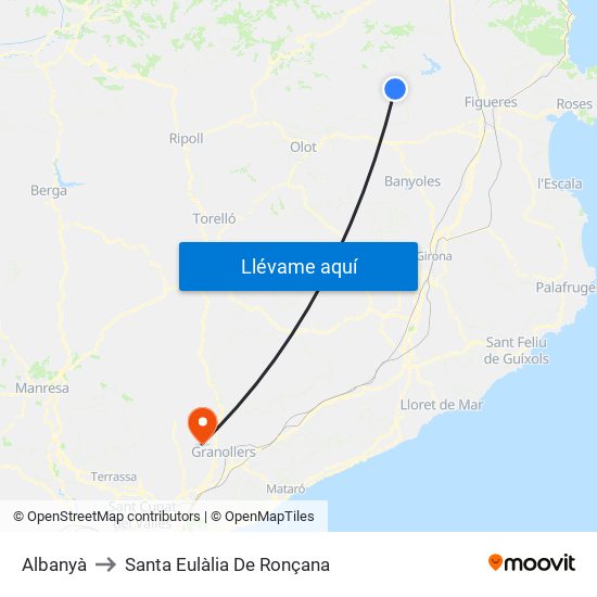 Albanyà to Santa Eulàlia De Ronçana map