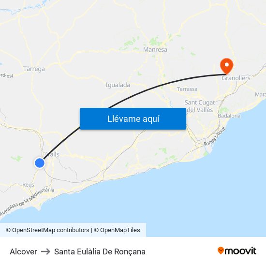Alcover to Santa Eulàlia De Ronçana map