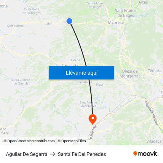 Aguilar De Segarra to Santa Fe Del Penedès map