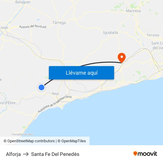 Alforja to Santa Fe Del Penedès map