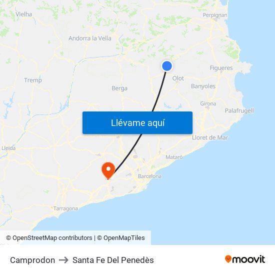 Camprodon to Santa Fe Del Penedès map