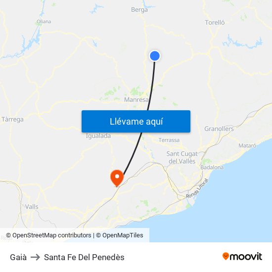 Gaià to Santa Fe Del Penedès map