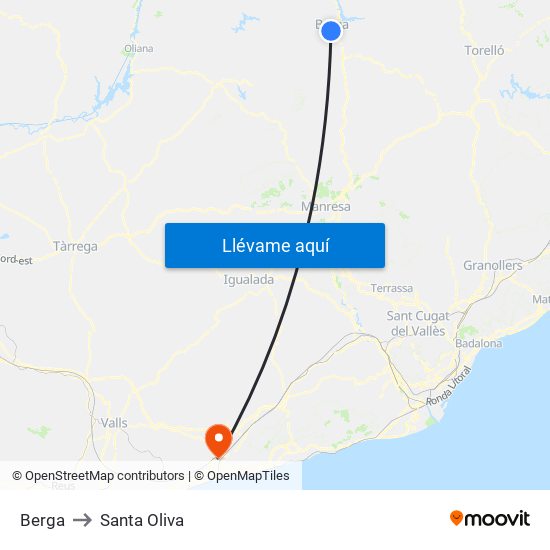 Berga to Santa Oliva map