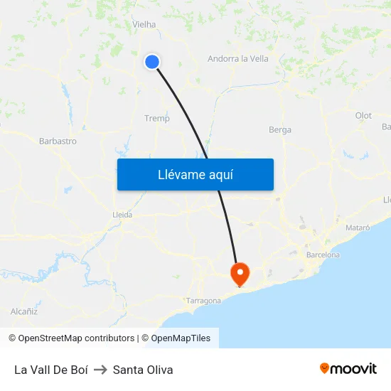 La Vall De Boí to Santa Oliva map