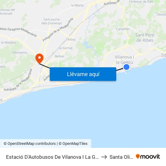 Estació D'Autobusos De Vilanova I La Geltrú to Santa Oliva map
