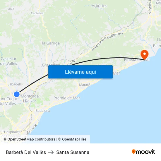 Barberà Del Vallès to Santa Susanna map
