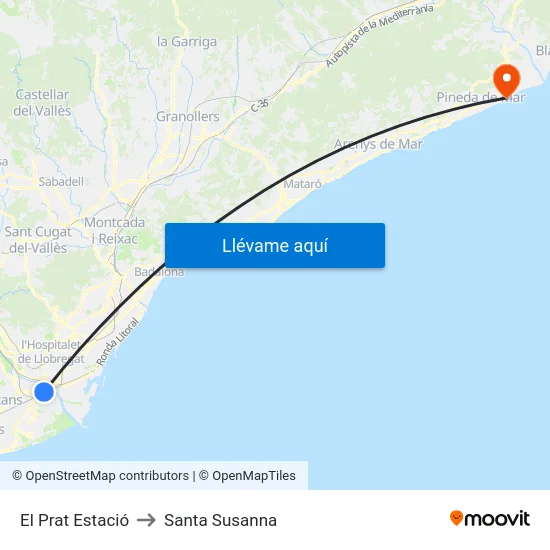 El Prat Estació to Santa Susanna map