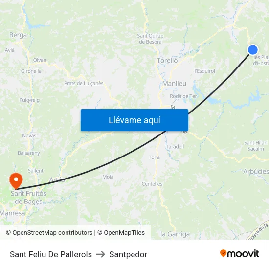 Sant Feliu De Pallerols to Santpedor map