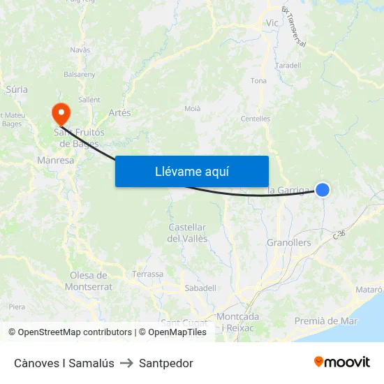 Cànoves I Samalús to Santpedor map