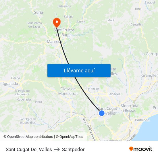 Sant Cugat Del Vallès to Santpedor map