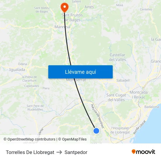Torrelles De Llobregat to Santpedor map