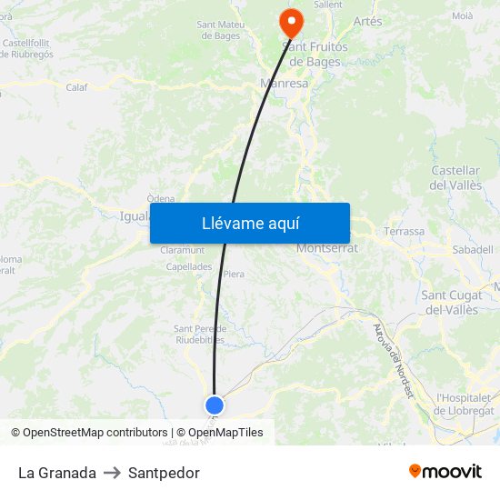 La Granada to Santpedor map