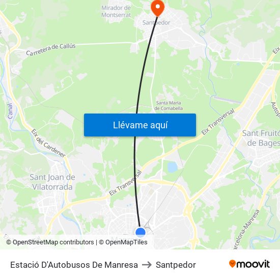 Estació D'Autobusos De Manresa to Santpedor map