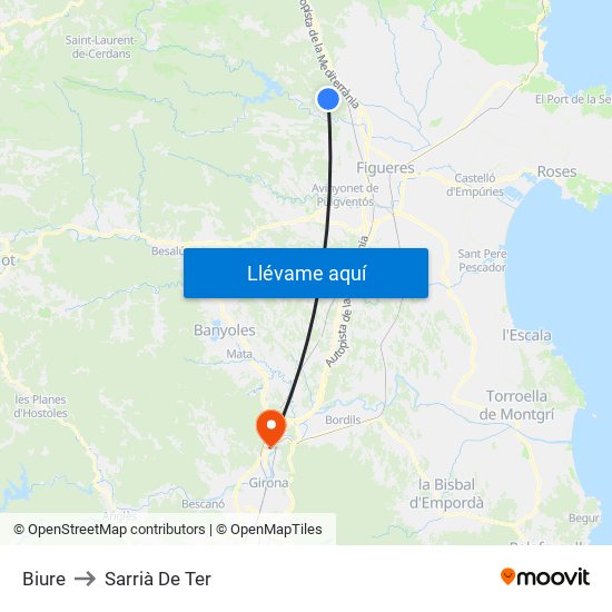 Biure to Sarrià De Ter map