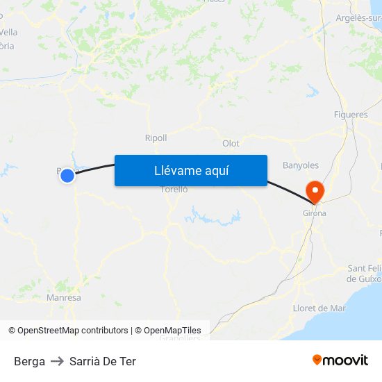 Berga to Sarrià De Ter map