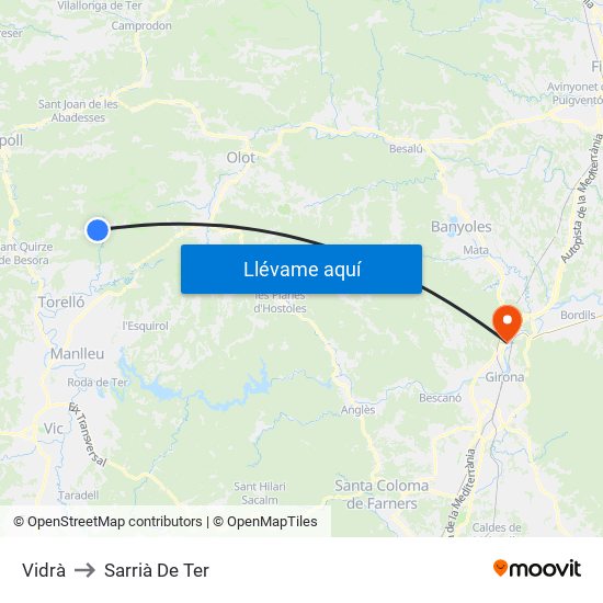 Vidrà to Sarrià De Ter map