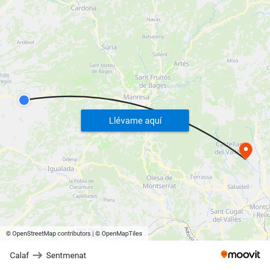 Calaf to Sentmenat map