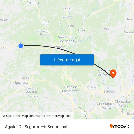 Aguilar De Segarra to Sentmenat map