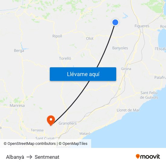 Albanyà to Sentmenat map