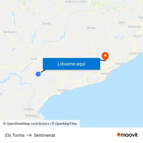 Els Torms to Sentmenat map
