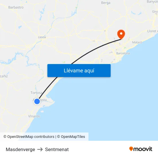 Masdenverge to Sentmenat map