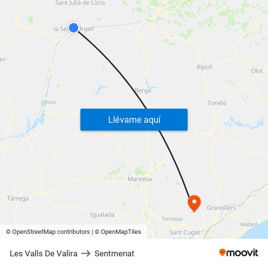 Les Valls De Valira to Sentmenat map