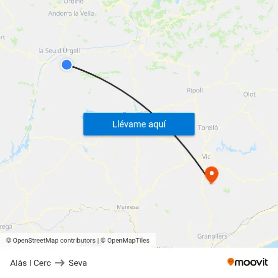 Alàs I Cerc to Seva map