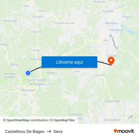 Castellnou De Bages to Seva map