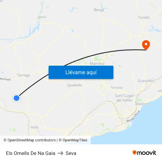 Els Omells De Na Gaia to Seva map