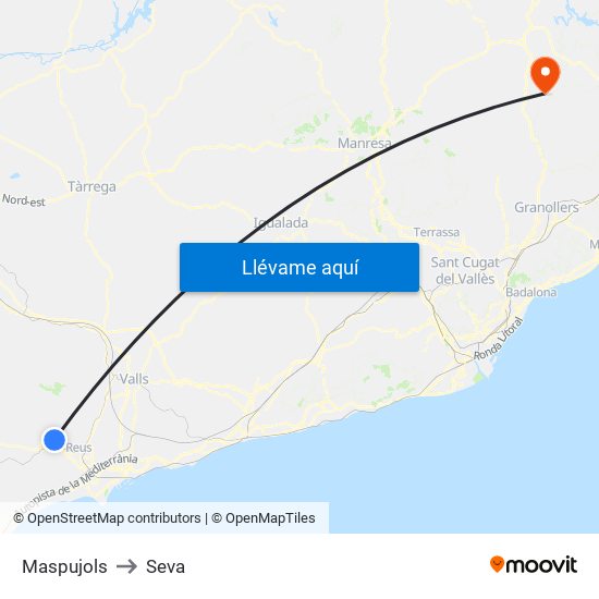 Maspujols to Seva map