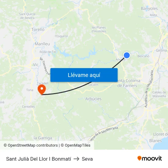 Sant Julià Del Llor I Bonmatí to Seva map