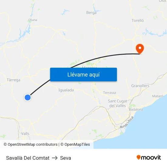 Savallà Del Comtat to Seva map