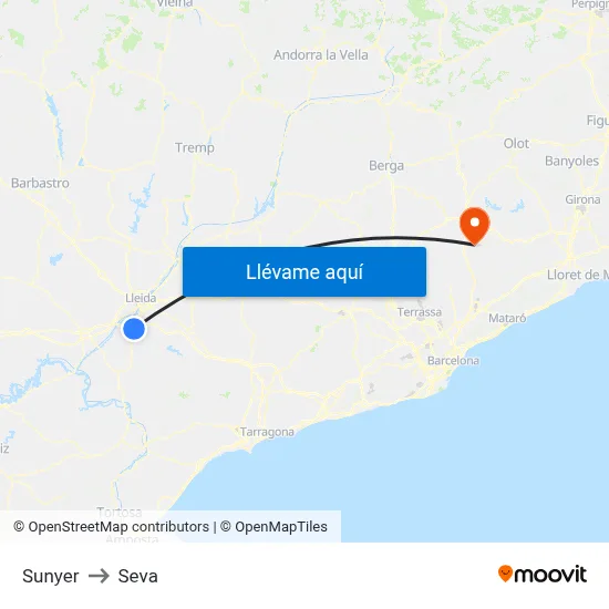 Sunyer to Seva map