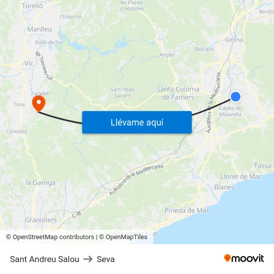 Sant Andreu Salou to Seva map