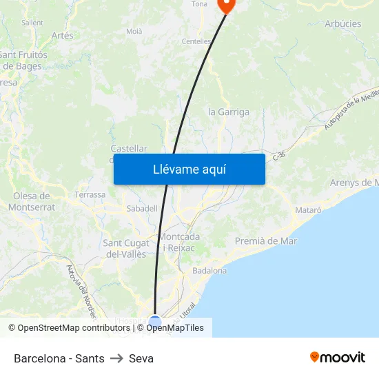 Barcelona - Sants to Seva map