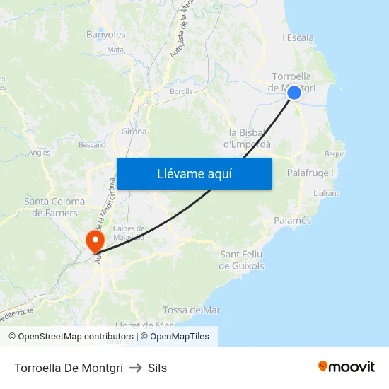 Torroella De Montgrí to Sils map