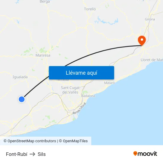 Font-Rubí to Sils map