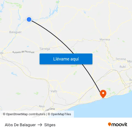 Alòs De Balaguer to Sitges map