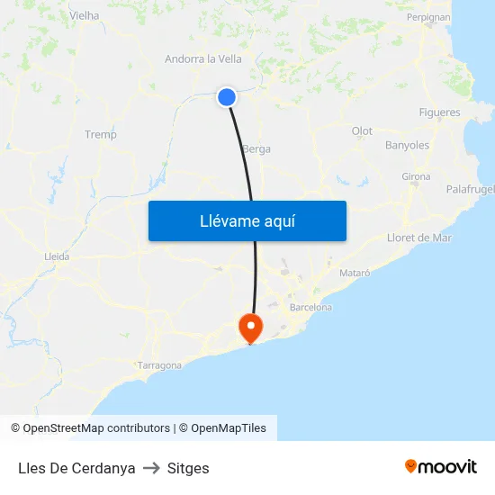 Lles De Cerdanya to Sitges map