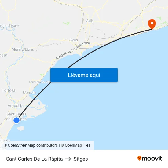 Sant Carles De La Ràpita to Sitges map