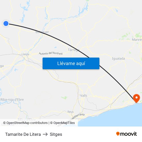 Tamarite De Litera to Sitges map