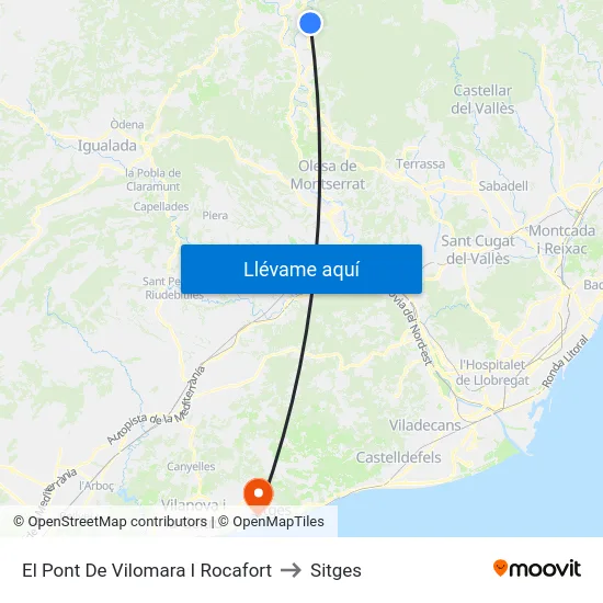 El Pont De Vilomara I Rocafort to Sitges map