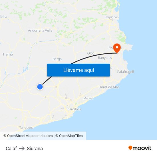 Calaf to Siurana map
