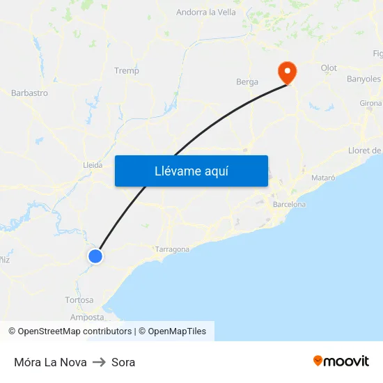 Móra La Nova to Sora map